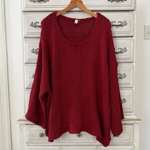 Vici Red Oversized Chunky Knit Sweater